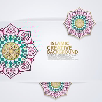 Islamic traditional wedding events and other users with realistic Islamic ornamental colorful detail of mosaic vector
