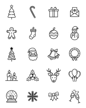 Christmas icons set. Vector illustrations.