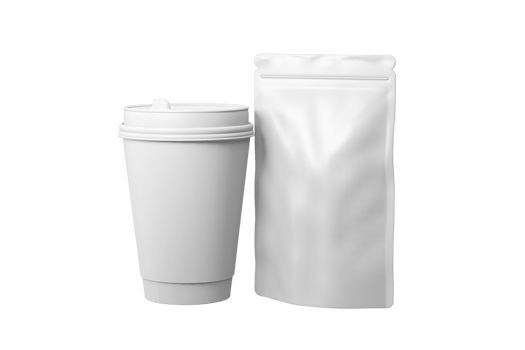 Blank cup and pouch white png
