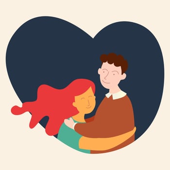 Romantic concept. Couple in love. Two hugging lovers. Vector illustration