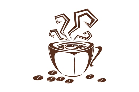 Coffee cup line drawing decorative art pattern in cup on white background vector