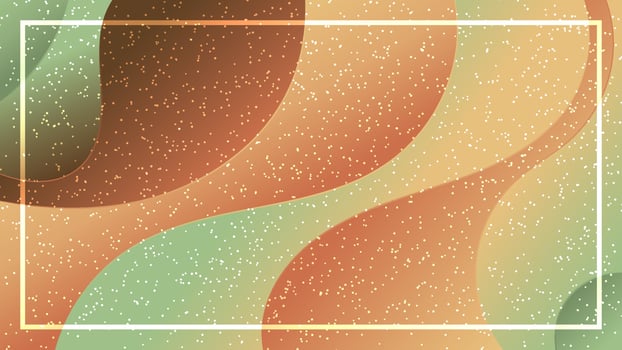 Abstract nature color background dynamic waves pattern and dotted grain spread with frame line vector