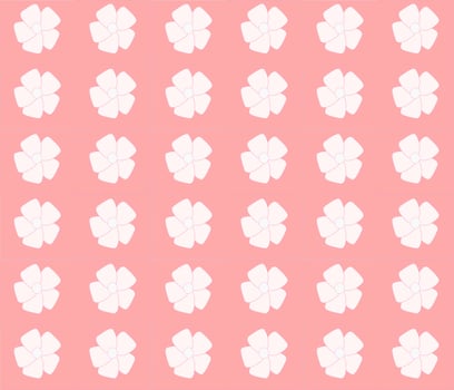 Vector design of white bloom flower on sweet pink background, seamless. It's a girl concept.