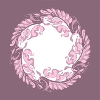 Pastel color decorative natural wreath Art Nouveau style. vector