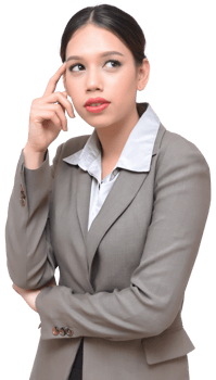Asian businesswoman thinking for new idea in business suit uniform png