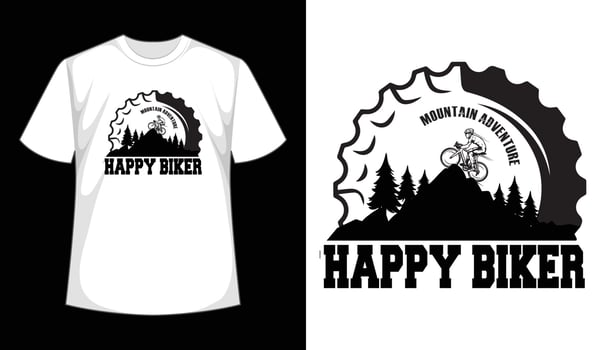 Mountain Adventure Happy Biker T shirt design, vintage retro, typography t shirt template. vector