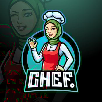 Chef girls esport logo mascot design vector