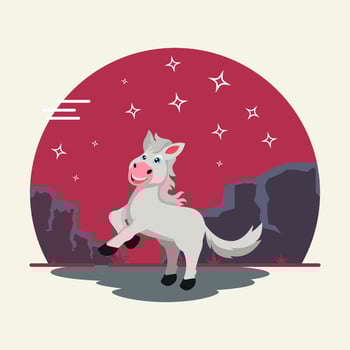 Cute white horse vector illustration