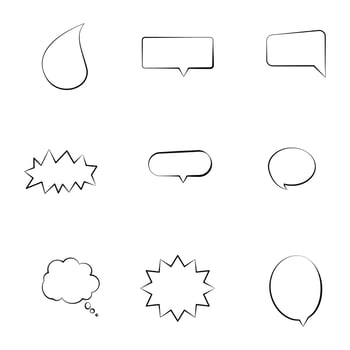 set of speech bubble frames for comic text isolated white background. Empty outline bubble for speech text. Dialog empty cloud, cartoon box. vector
