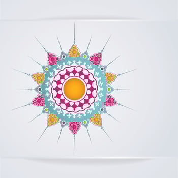 realistic Islamic ornamental colorful detail of mosaic, greeting card template vector