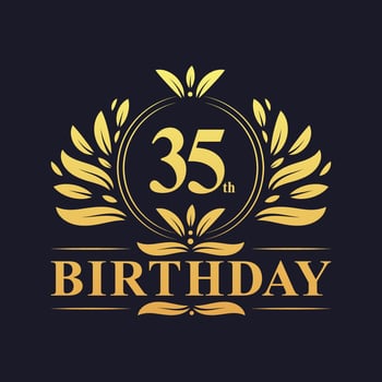 Luxury 35th Birthday Logo, 35 years celebration. vector