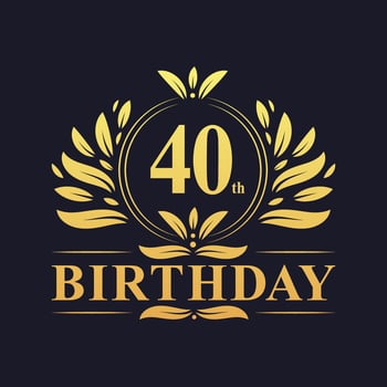 Luxury 40th Birthday Logo, 40 years celebration. vector