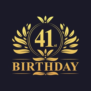 Luxury 41st Birthday Logo, 41 years celebration. vector