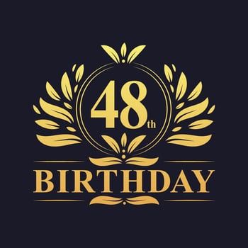 Luxury 48th Birthday Logo, 48 years celebration. vector