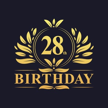 Luxury 28th Birthday Logo, 28 years celebration. vector