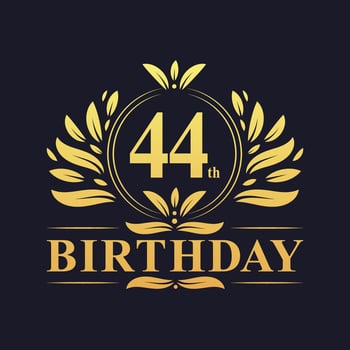 Luxury 44th Birthday Logo, 44 years celebration. vector