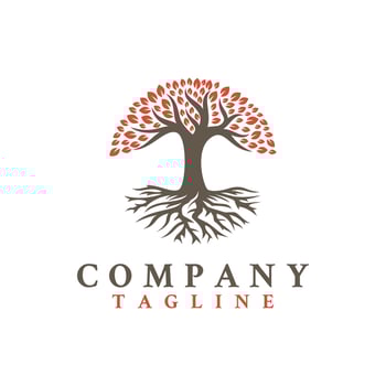 Tree of Life Oak Banyan Leaf Stamp Logo Design Vector