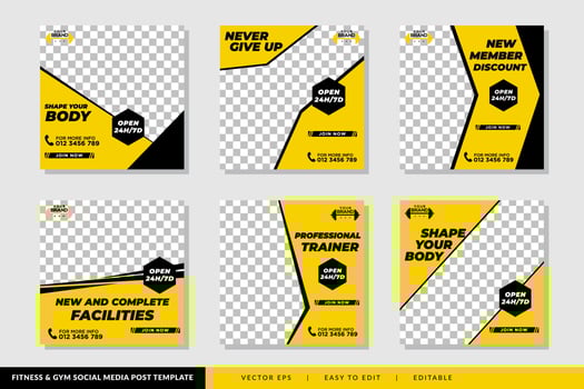 Gym Fitness social media post template Vector