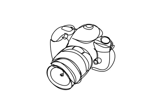 camera ,line drawing style, vector design