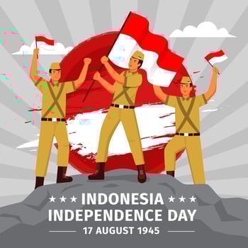 Indonesia Independence Day with Soldier Holding Indonesian Flag vector