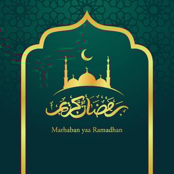Islamic design mosque door for greeting background Ramadan Kareem vector