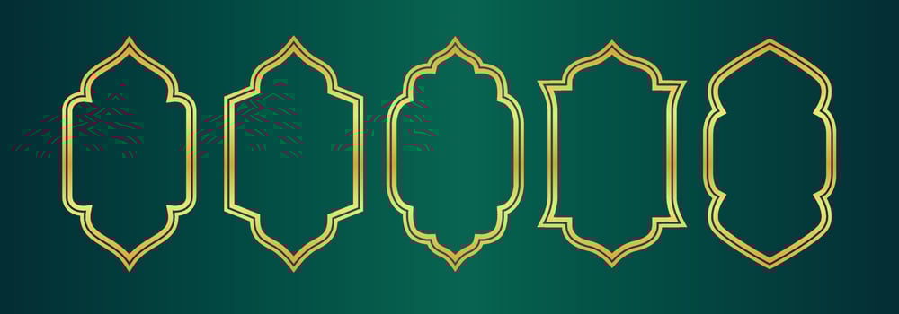Gold DesigSet of Arab windows for Ramadan Kareem Template vector