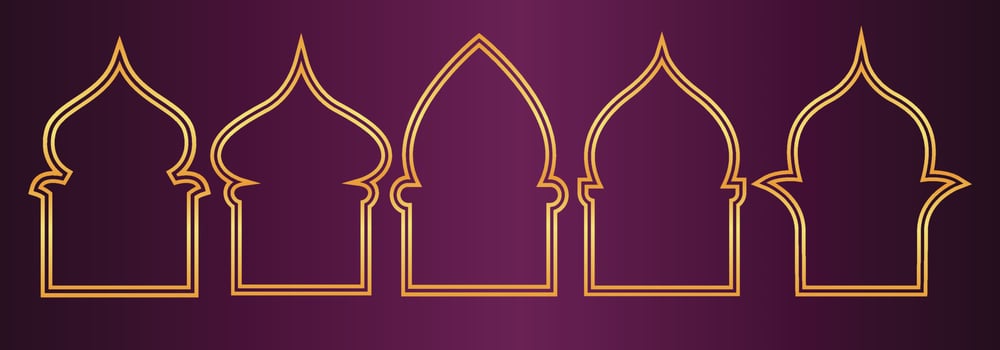 Gold DesigSet of Arab windows for Ramadan Kareem Template vector