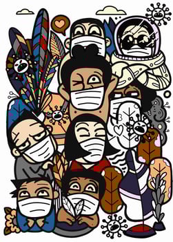 Group of People who are in anxiety and fear because of the corona virus. Wuhan corona virus illustration. covid-19 pneumonia illustration. vector