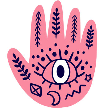 Cartoon cute astrology hand and eye clipart. png