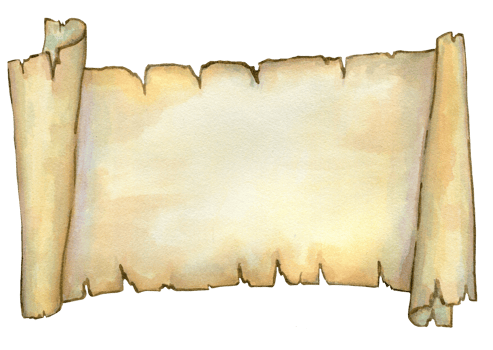 An old sheet of paper, twisted edges, old paper, a roll of parchment.  A document with a copy space for letter illustrations. Watercolour png