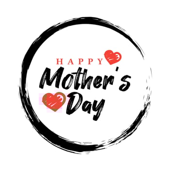 Happy mother's day greeting with heart shape love sign and happy mother's day calligraphy on white background. vector