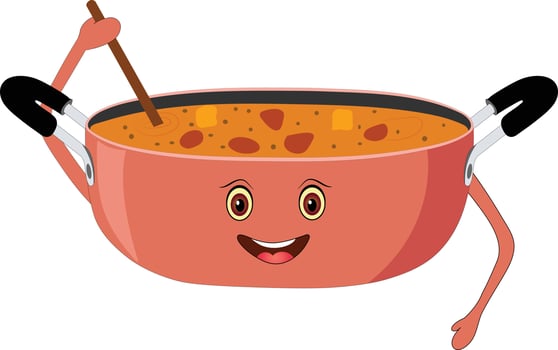 Cute kadhai aka cauldron vector illustration cartoon