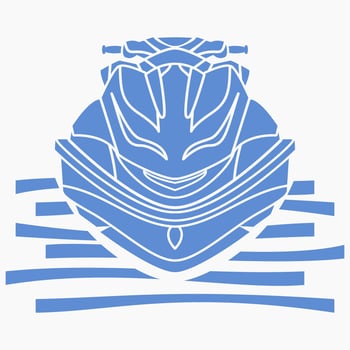 Editable Front View Monochrome Personal Watercraft or Water Scooter on Calm Water Vector Illustration for Artwork Element of Transportation or Recreation Related Design