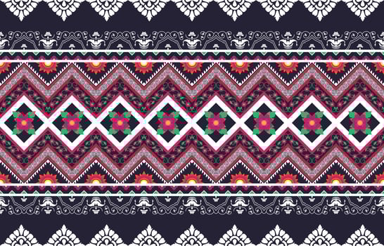 Ikat tribal floral seamless pattern. Ethnic Aztec fabric carpet mandala ornament native boho chevron textile. Geometric oriental tranditional embroidery style vector