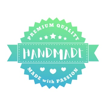 Handmade, Made with Passion badge, label, sign on white, vector illustration