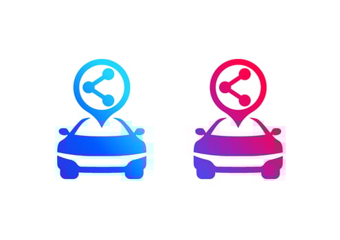 carsharing service vector logo, car sharing icon