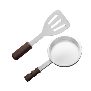 3d Illustration Object icon spatula and sauce pan Can be used for web, app, info graphic, etc png