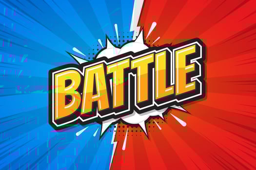 Battle background poster comic speech bubble. Vector illustration