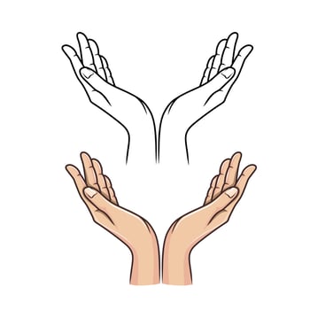 Praying or care hand symbol vector illustration on white background