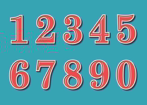 Numbers retro vintage style. Vector illustration