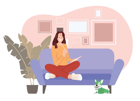 Working from home, The people working at home to prevent from spread of coronavirus, vector