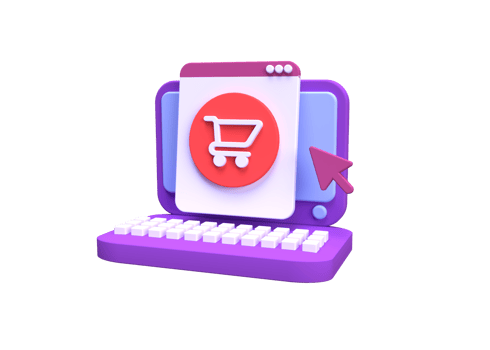online shopping with laptop illustration for business idea concept background png