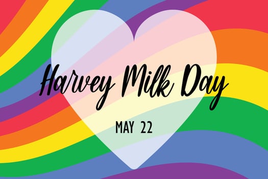 Harvey Milk Day on May 22 - horizontal banner template. rainbow LGBTQ gay pride flag colors striped background. Vector illustration.