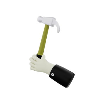 3d rendering of construction holding a hammer png