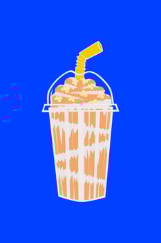 Illustration of water spun in a clear plastic glass,gradient,chocolate and sprinkled on top vector
