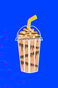 Illustration of water spun in a clear plastic glass,gradient,chocolate and sprinkled on top vector