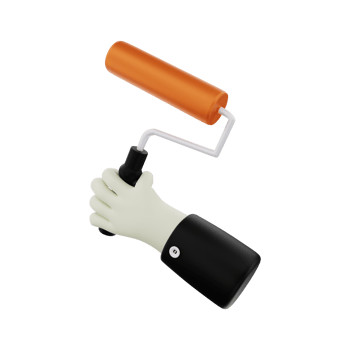 3d rendering of construction holding paint roller png