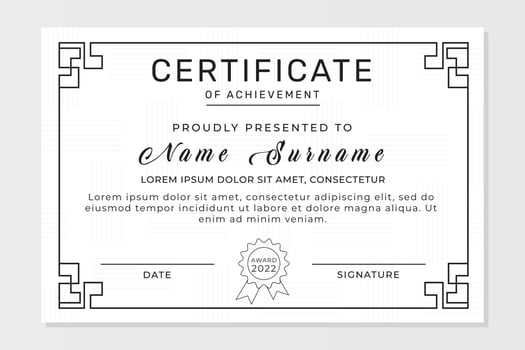 simple diagonal line border pattern certificate template vector