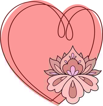 Decorative Pink heart-shaped frame with an empty space for Text, Decorative Pink peony flower vector