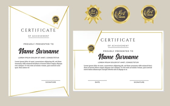 modern with minimalis certificate design template vector